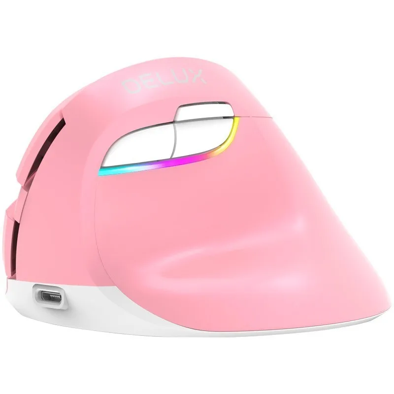 Pink Bluetooth 4,0 Delux M618 мышь Беспроводная 2,4 ГГц перезаряжаемая 2400 dpi RGB вертикальная игровая мышь геймерская эргономичная мышь для ПК ноутбука - Цвет: Pink