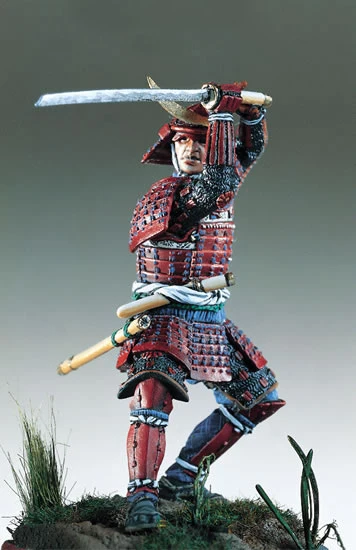 

1/32 54mm Samurai Warrior, ancient Period red coat 54mm toy Resin Model Miniature Kit unassembly Unpainted