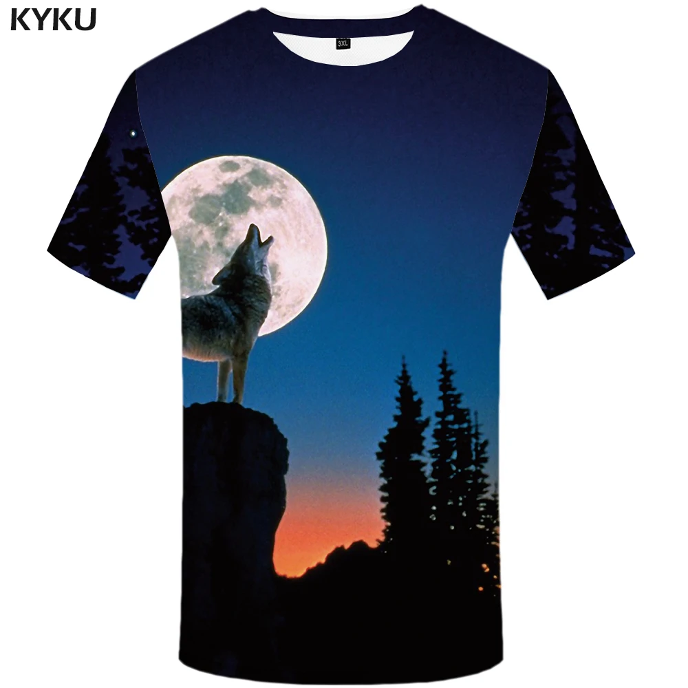 Kyku бренда Wolf футболка Moon Футболки для девочек джунгли одежда животного Верхняя