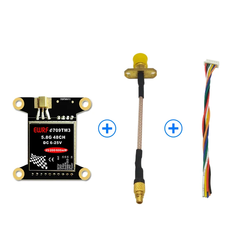 Регулируемый av передатчик EWRF e709TM3 5 8G FPV OSD 6 25 в 48 каналов с BEC/PWM 30*30 монтажных
