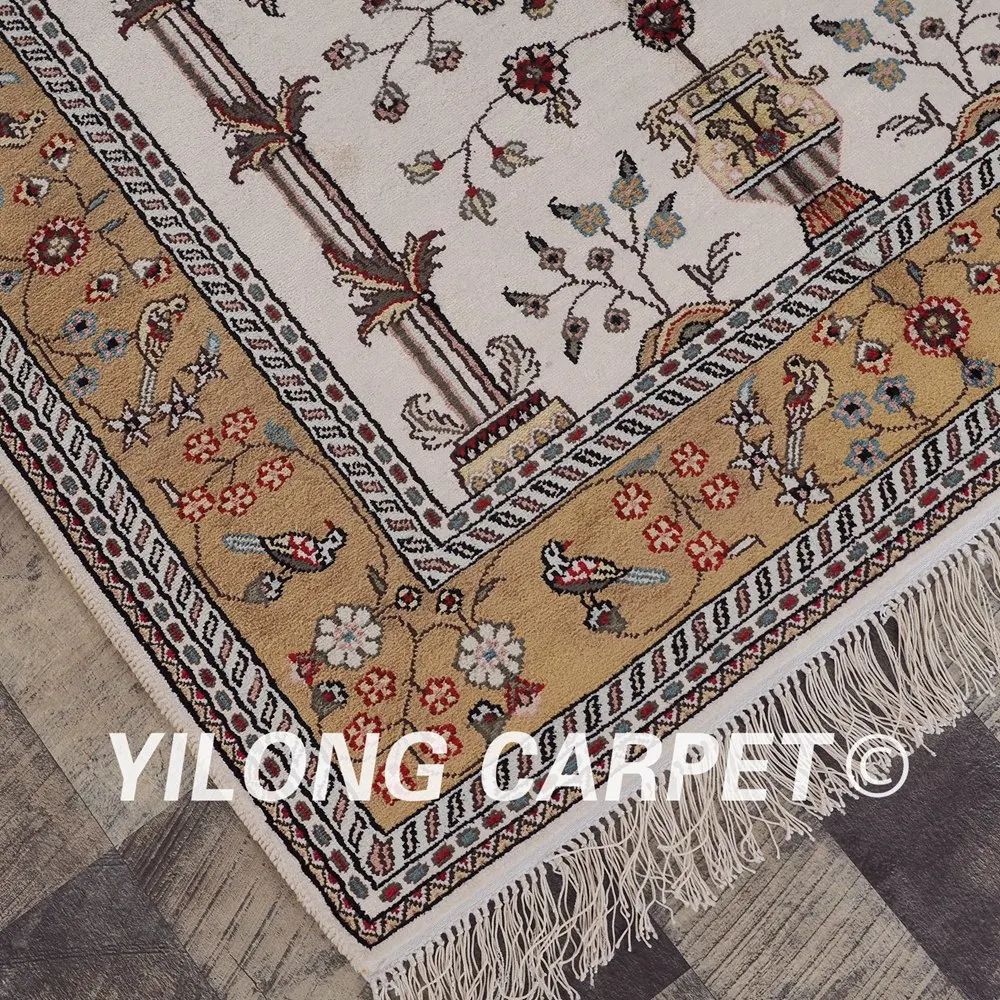 YILONG 3 'x 5' ручной работы восточные двери жизни ковер желтый и белый изысканный