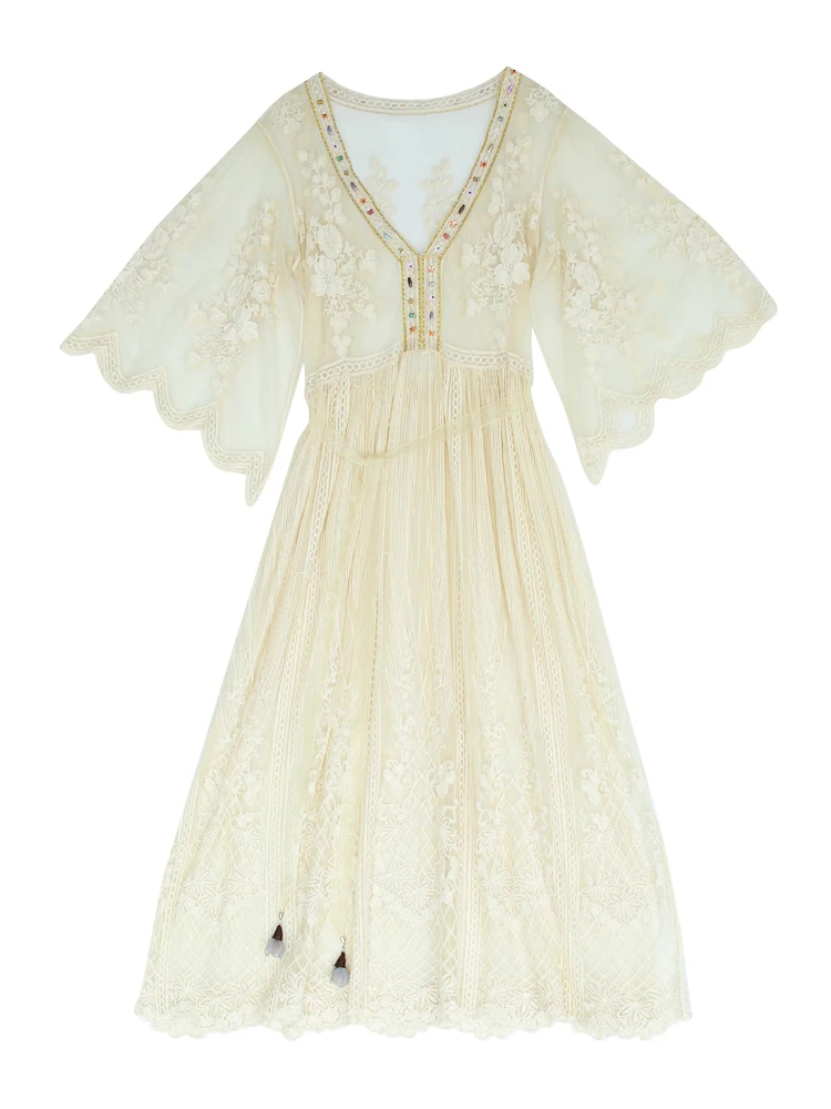 Летнее женское винтажное элегантное Сетчатое платье Mori для девочек ретро ручной