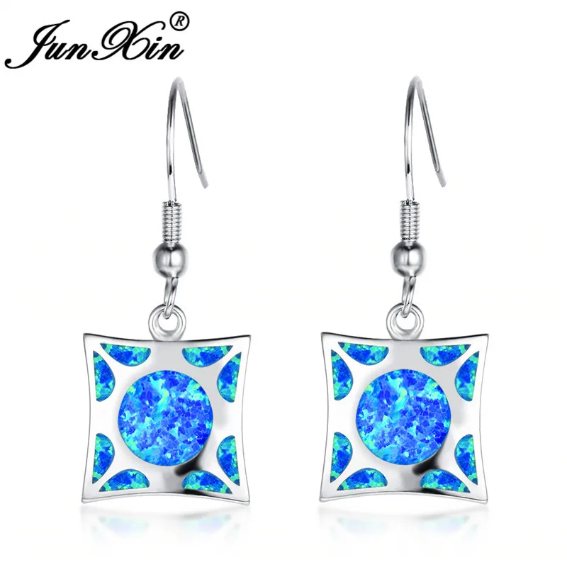 ROXI рождественские украшения квадратный камень голубой огненный серьги в виде