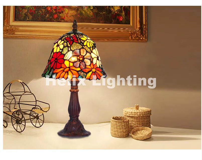 Free Shipping Tiffany Table Lamp For Bedroom Colorful Glass Vintage Desk Novelty Gifts Decorative Lighting | Лампы и освещение
