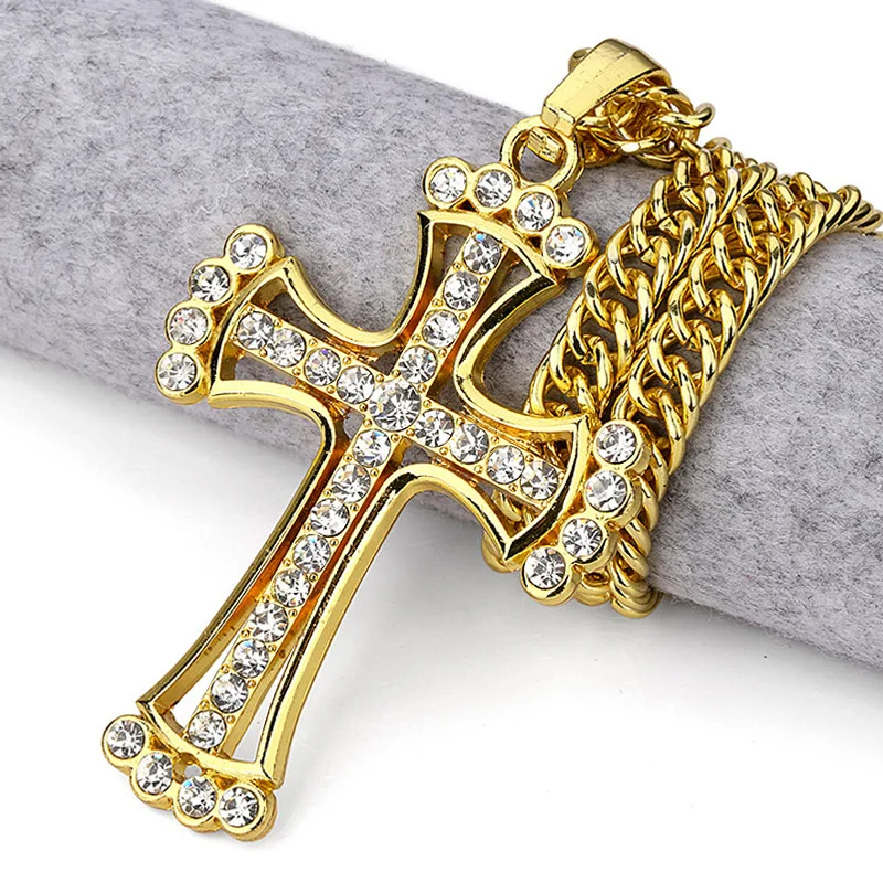 Длинная цепочка 90 см бижутерия в стиле рок хип хоп большое ожерелье кулон крест