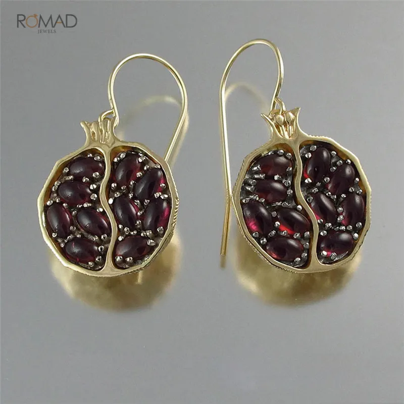 Romad винтажные круглые красные гранатовые серьги-гранат для женщин и девочек
