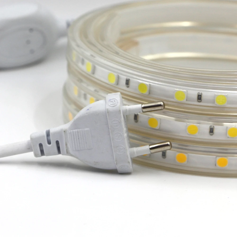 SMD 5050 AC 220V Светодиодные ленты 4000k белый 240V с включения/выключения IP67 открытый