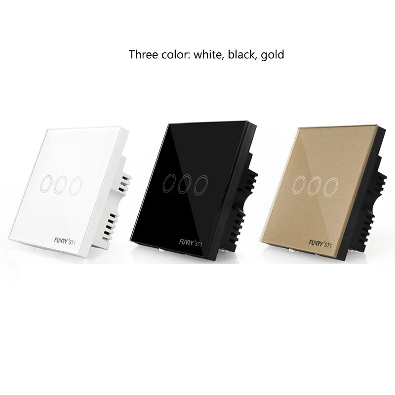 Funry ST1 3Gang UK Standard Smart Switch Remote Control/Touch Wall Lamp Panel Surface Waterproof Crystal Tempered Glass 170-240V |