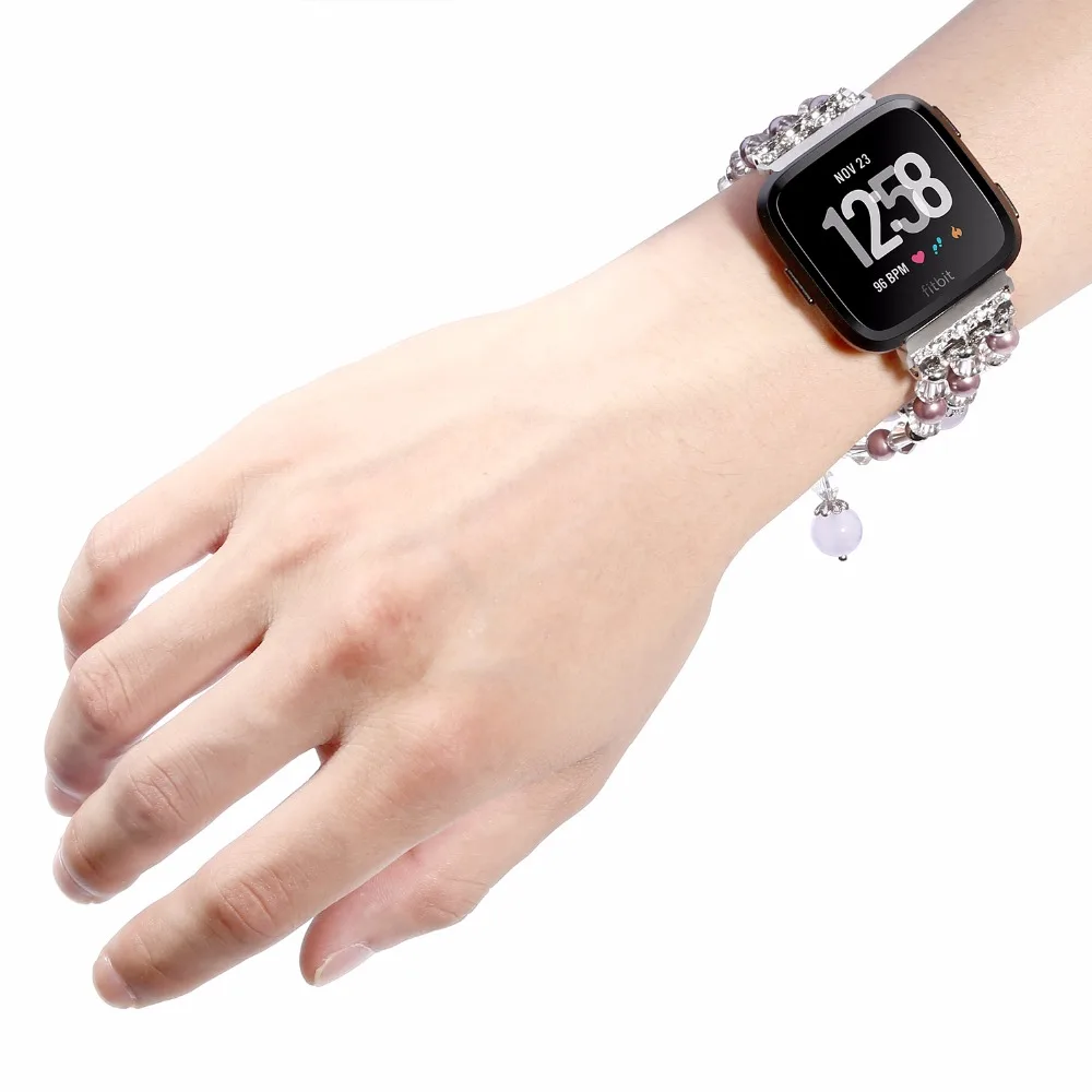 Crystal Pearl Bracelet for Apple watch Strap 4 Agate Beads Stretch Faux Stone Replacement Wristband Iwatch 3/2/1 44/42/40/38 | Наручные