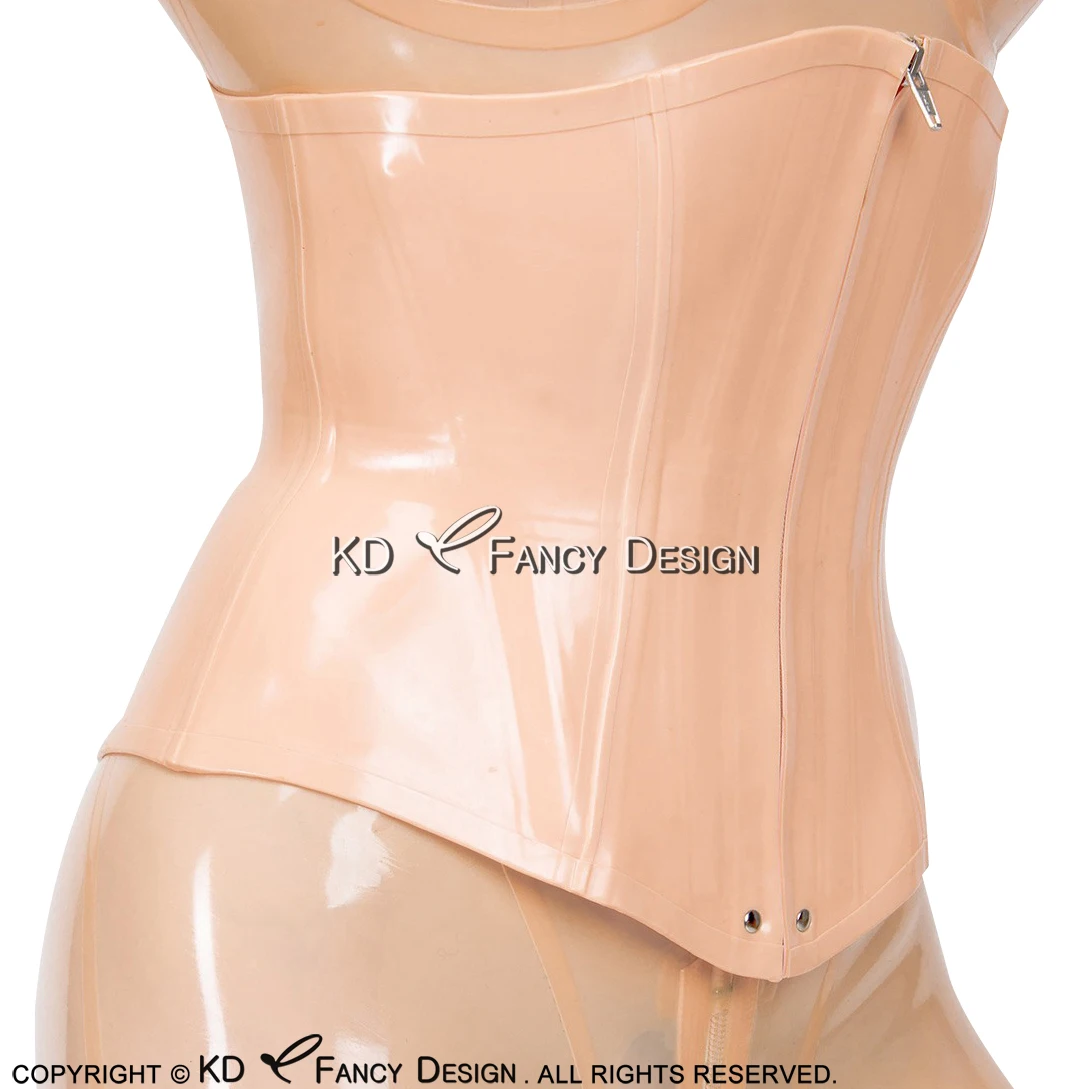 

Baby Pink Sexy Latex Corsets Lacing At Back Rubber Bustiers Top Clothing 0.4mm CY-0021