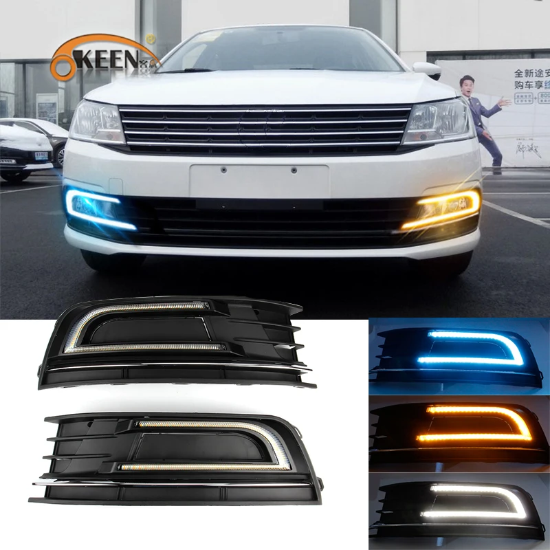 OKEEN 2 шт. 12V Светодиодный светильник для Volkswagen Lavida 2016 2017 2018 DRL Противотуманные белый