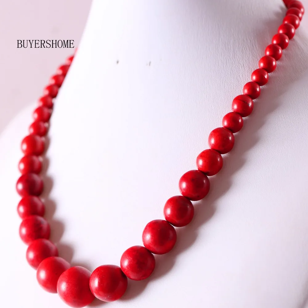 

Ручной работы из бисера ожерелье из натурального камня круглый красный ожерелье с говлитом для женщин, ювелирное изделие, подарок RE339