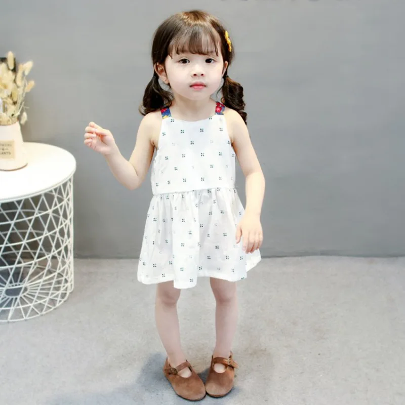 COOTELILI Linen Flower Vest Dresses Kids Girls Party Princess Daughter Baby Dress Children Clothing 90-120cm | Детская одежда и