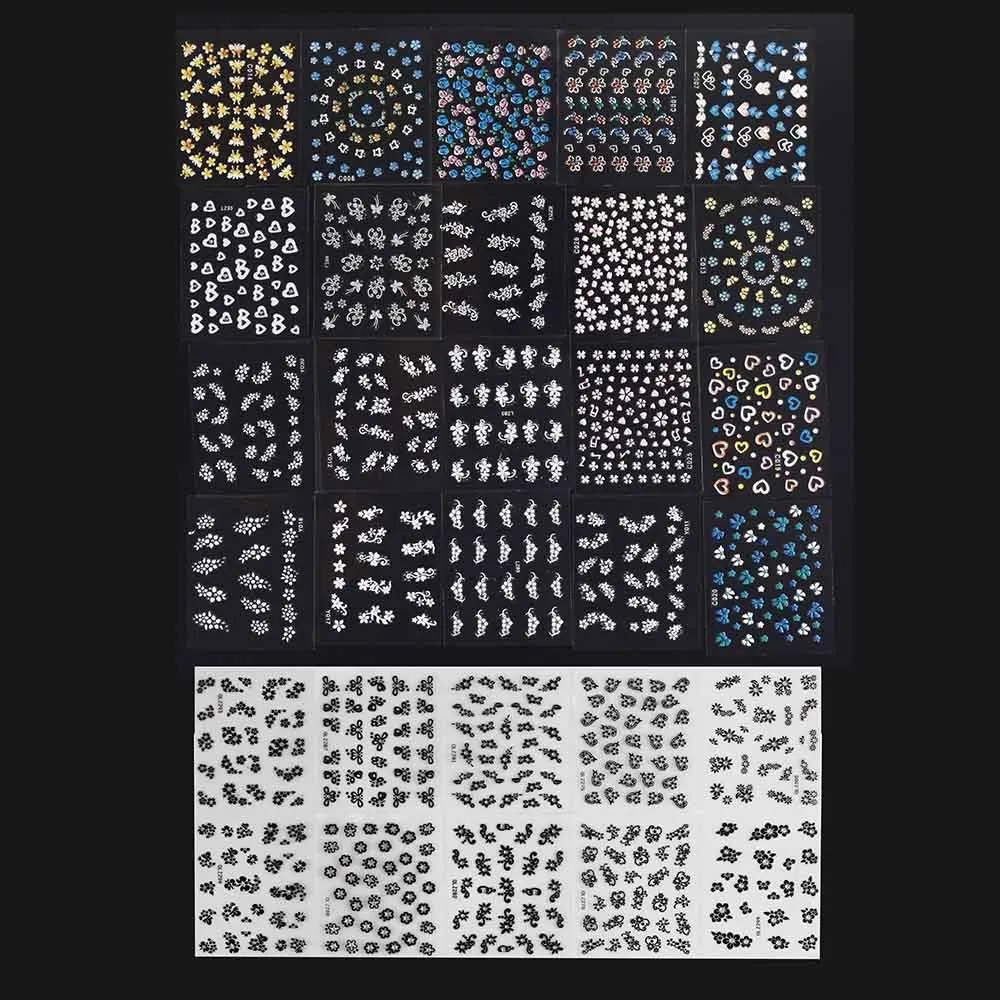 Топ для ногтей 30 листов цветочный дизайн узоры наклейки смешанные переводки