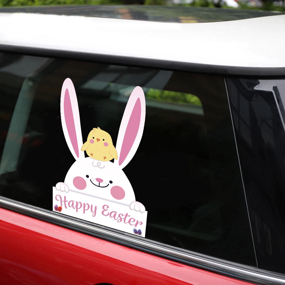 Новые съемные и многоразовые наклейки для автомобиля пасхальные в виде кролика