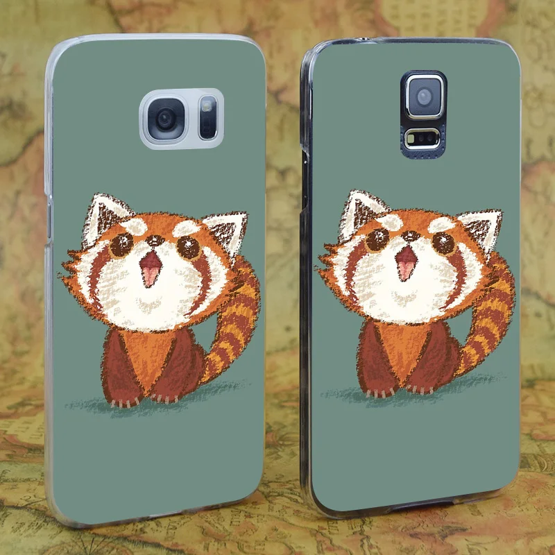 E0917 Red Panda Happy Transparent Hard PC Case Cover For Samsung Galaxy Note S 3 4 5 6 7 8 9 Mini Edge Plus |