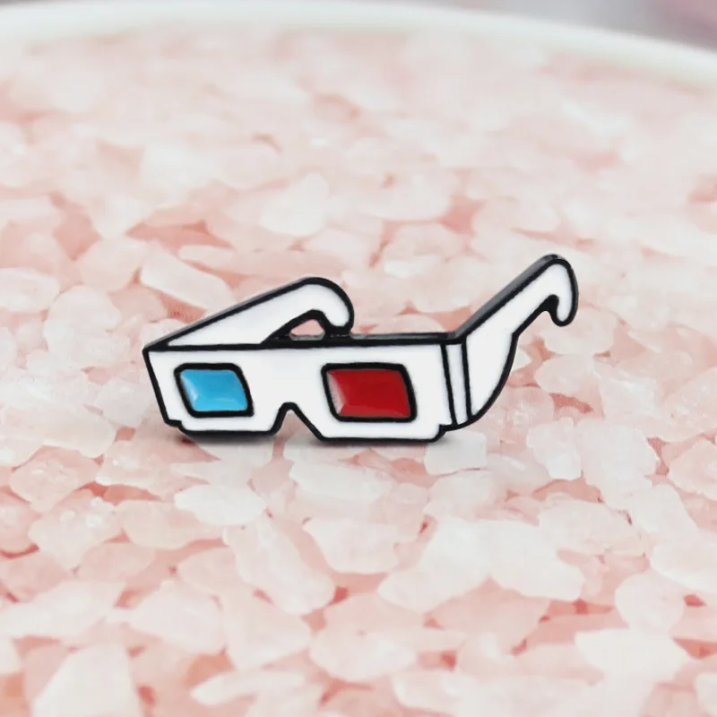 Мультфильм очки брошь 3D красные синие линзы эмаль Pin Butto значок для девочек