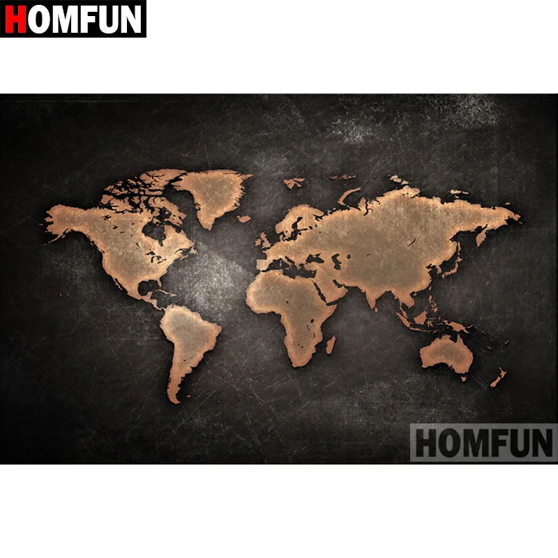 Алмазная 5D Вышивка HOMFUN A08658 картина Карта мира с полными квадратными/круглыми