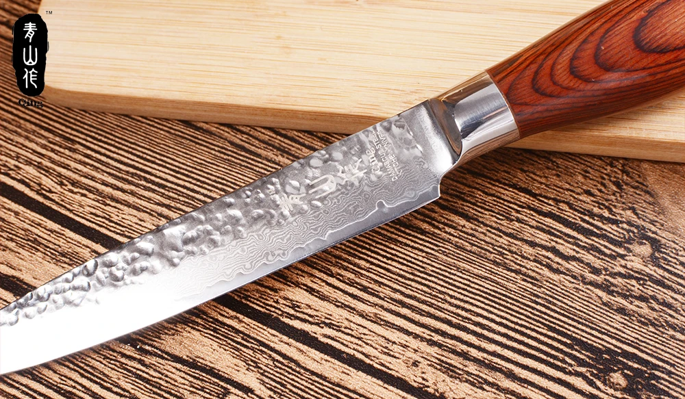 QING VG10 67 слойный нож из дамасской стали цветной деревянной ручкой 5 дюймов Многофункциональный кухонный нож двойная стальная головка дамасский кухонный нож