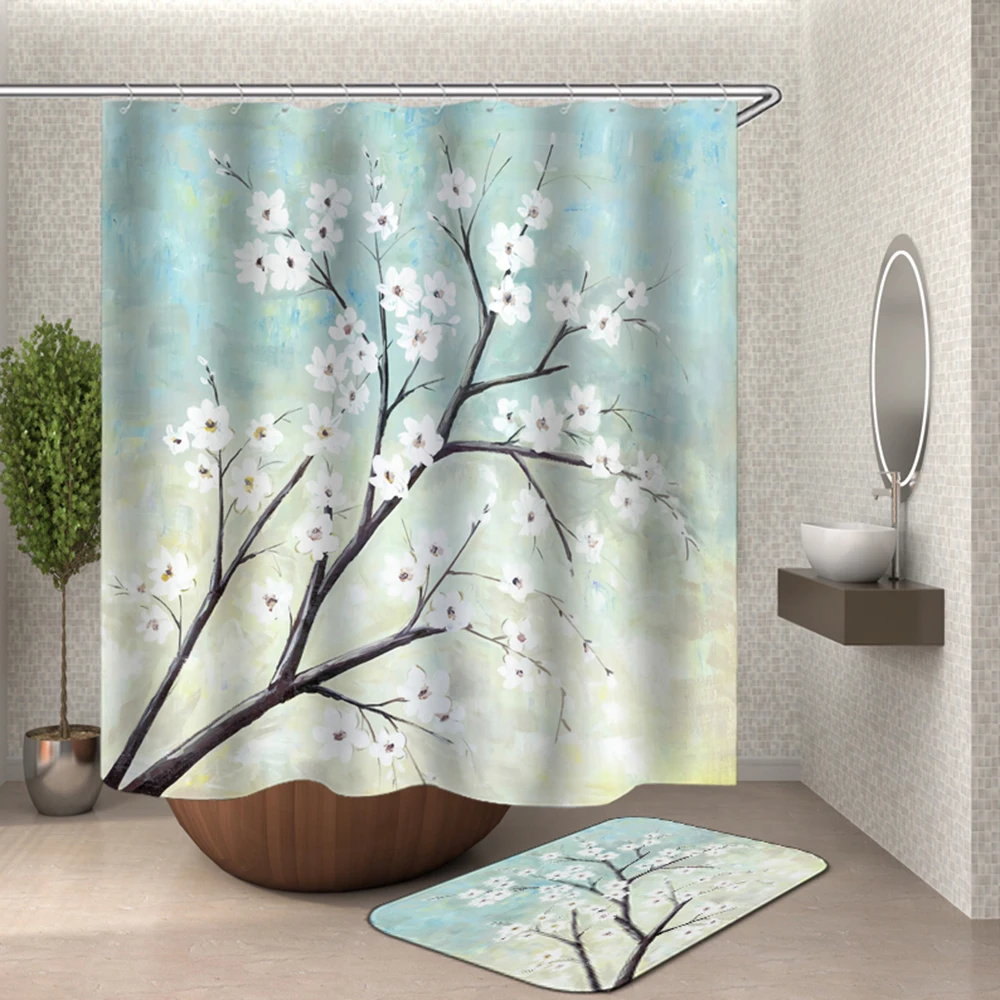 

Flower Shower Curtain Waterproof Polyester Fabric Rideau De Douche Simple Bathroom Curtain Douchegordijn Bathroom Decor Cortina