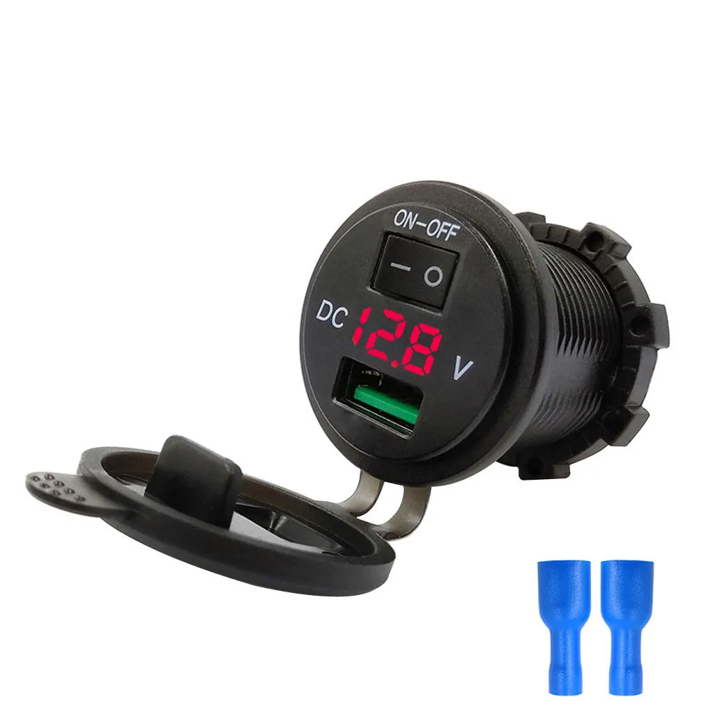 USB быстрое автомобильное зарядное устройство 12 24V адаптер для мотоцикла с