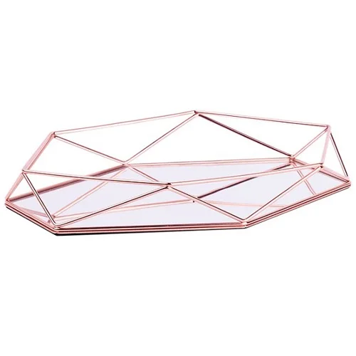 Rose Gold Железный трехмерный лоток для хранения шестигранный Золотой Настольный ящик для хранения украшения дома косметический ключ держатель с орнаментом - Цвет: Rose Gold