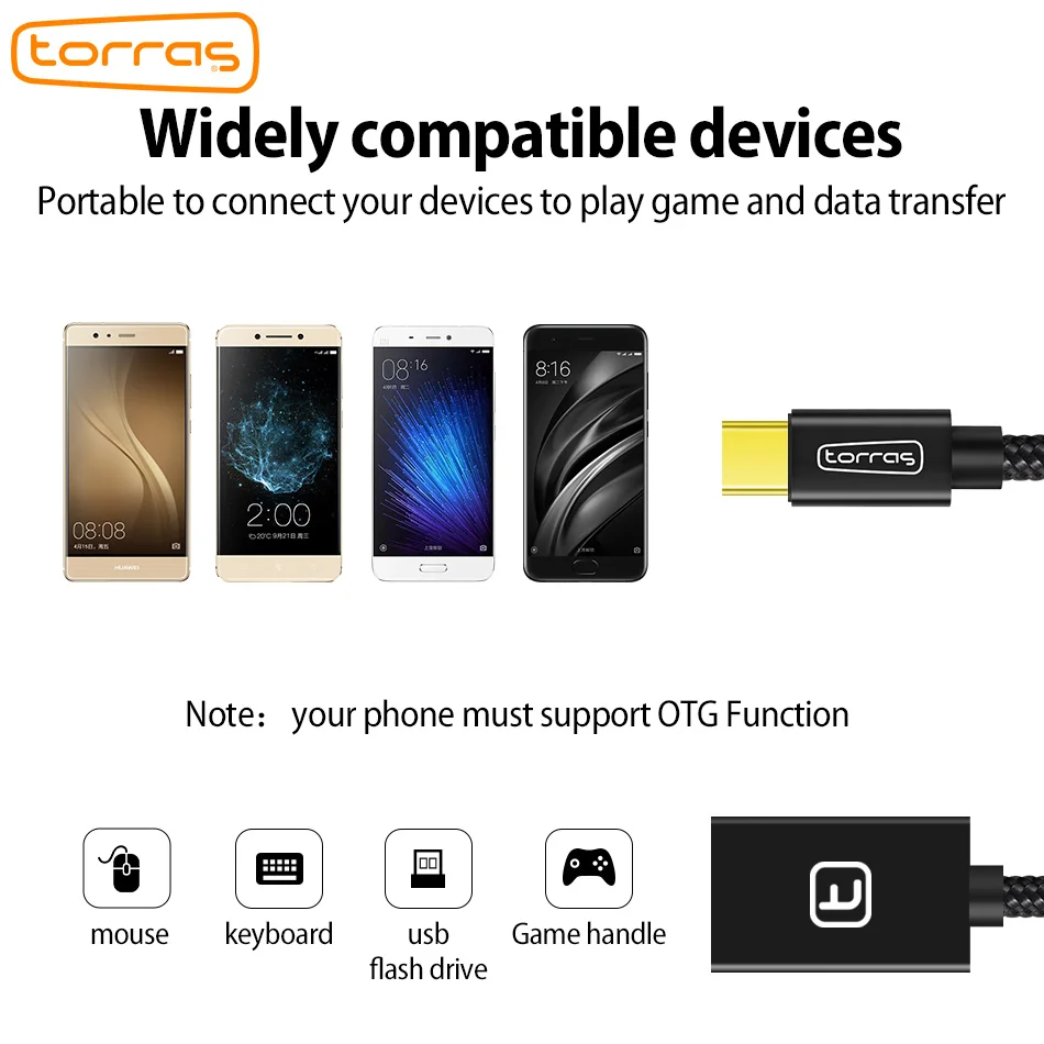 TORRAS type C OTG Usb адаптер c кабель для Xiaomi 5 Nexus 5x 6p зарядное устройство передачи данных