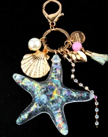 fashion plastic starfish bag hanger keychain key chain keyring key ringsouvenir gifts wholesale promotion