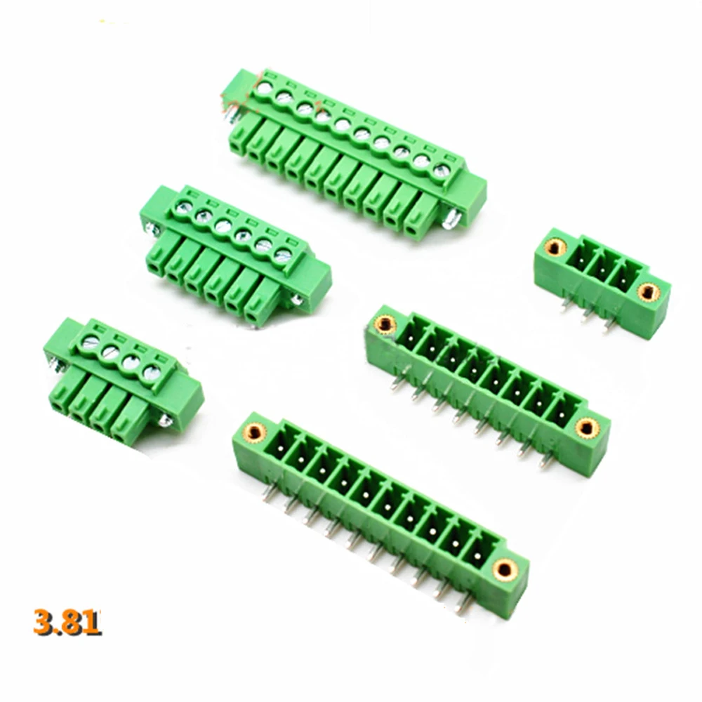 3 81 мм шаг PCB Винтовые клеммные колодки с фланцем штекер + прямоугольный штырь |