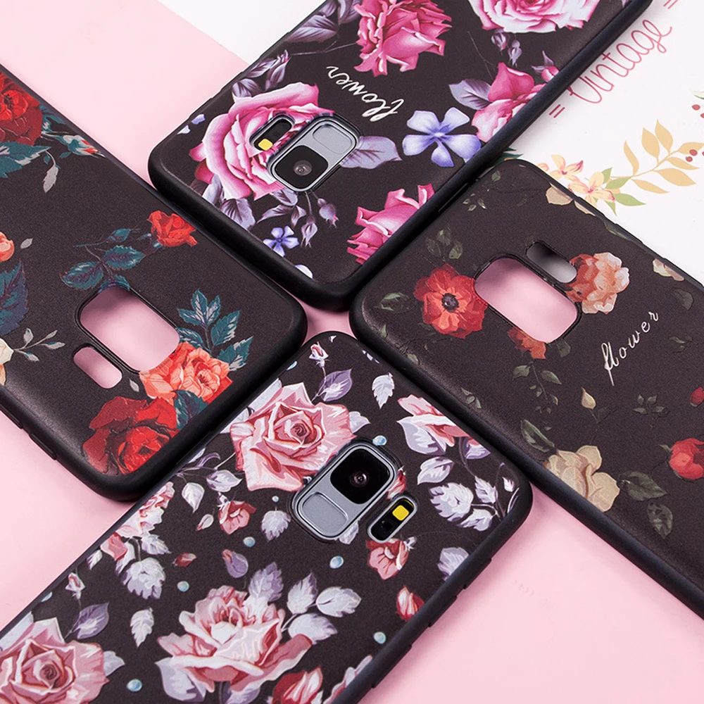 OTAO Painted Flower Phone Case For Samsung Galaxy S8 S9 Plus S7 Edge Note 8 A3 A5 A7 2016 Prime J2 J3 J5 J7 2017 Soft TPU Shell |