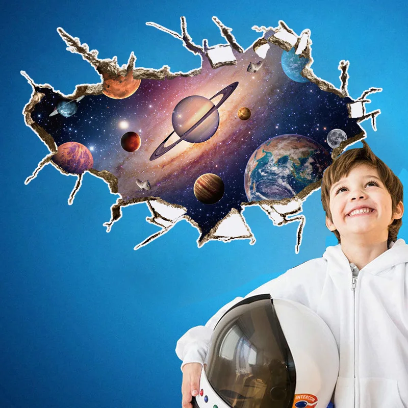 Съемный 3D Планета Стикер Водонепроницаемый Винил Росписи Искусства Наклейка