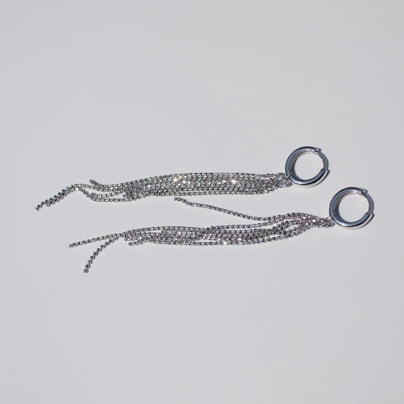 1 pair 8mm Серьги из стерлингового серебра S925, модные длинные серьги-кольца с кисточками, серьги-капли, модифицированное лицо, Женские Ювелирные изделия для ушей - Окраска металла: 1 pair 8mm
