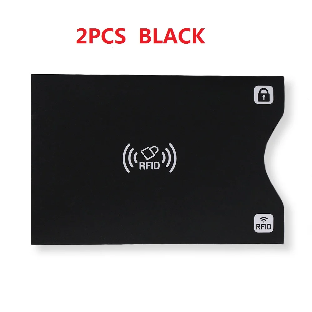 2 pcs Black bag 2 шт Анти вор Блокировка Rfid держатель для карт бумага алюминиевая карта защитный чехол кредитные карты банк безопасность считыватель смарт - Цвет: 2 pcs Black bag
