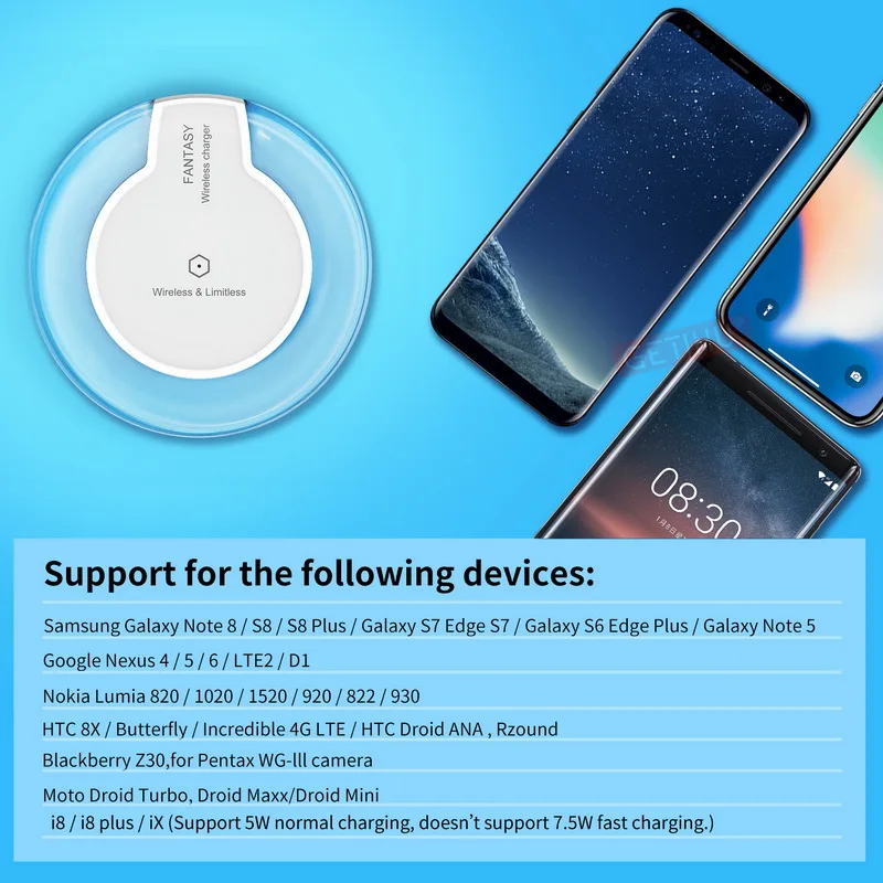 GETIHU Qi Беспроводной Зарядное устройство Док станция для зарядки iPhone X 8 samsung Galaxy S7 S8