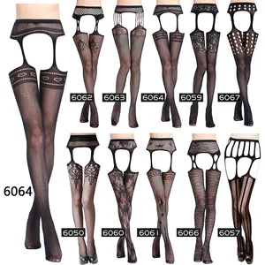 Колготки женские, черные, эластичные, в полоску, с вышивкой, разные стили, ажурные чулки бедро
