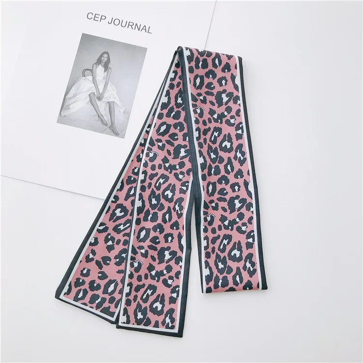 

New Fashion Different Kinds of Leopard Printing Wristband Narrow Scarf Choker Hairband Bag Wraps Ribbon Scarves Tie Hair KBD1