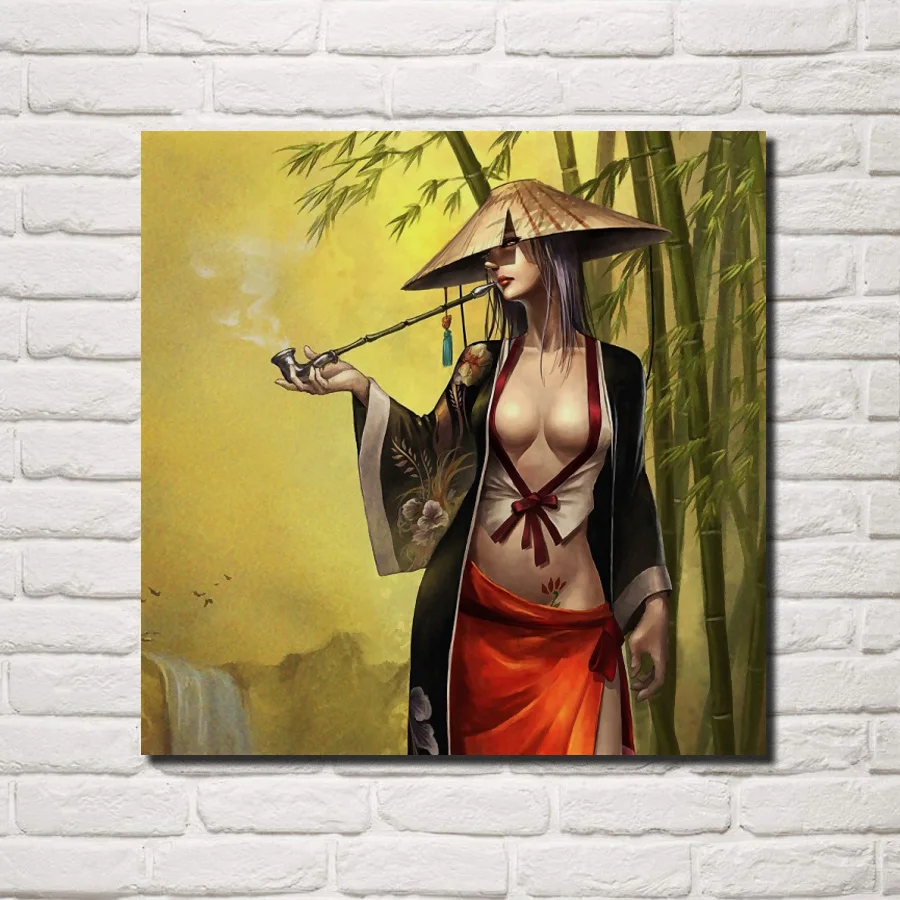 Женское бамбуковое кимоно с татуировкой Водопад|frame poster|modern artwood poster |