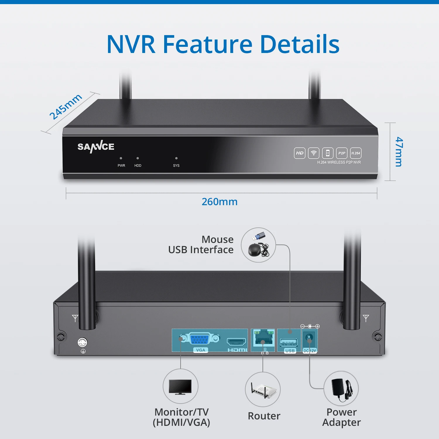 SANNCE 1080P 8CH Беспроводная система охранной камеры 4 шт 2MP Всепогодная домашняя Wifi