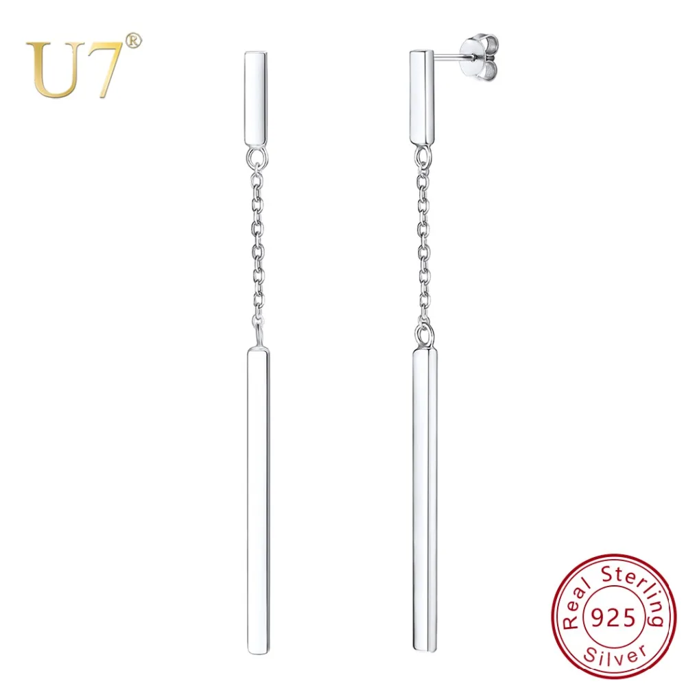 

U7 Minimalist 925 Sterling Silver Bar Earrings Long Stick Dangle Earrings For Women Jewelry Gift Geometry Brincos Bijoux SC287