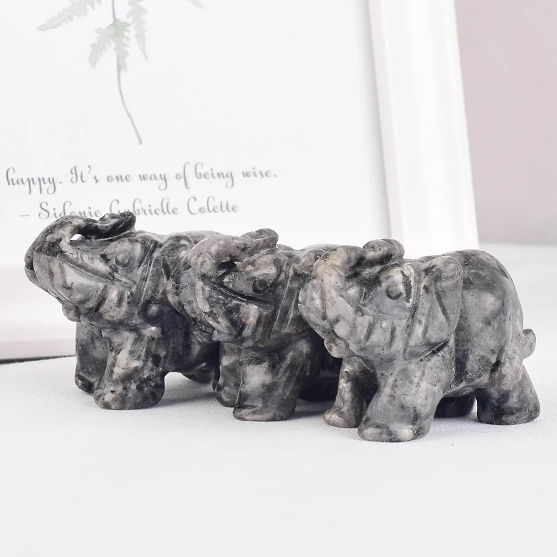 2 дюйма природные драгоценные камни Лабрадорит фигурки слонов резные кварцевые