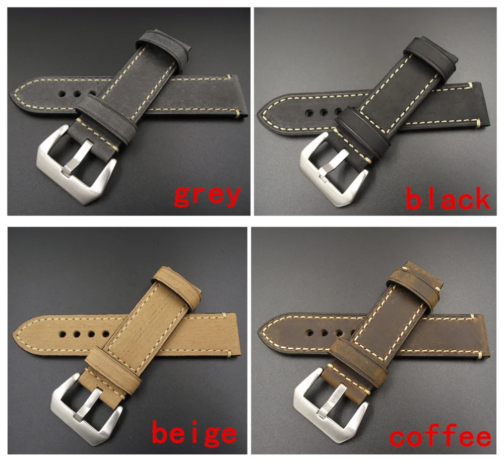 Wholesale 10PCS/lot 20MM 22MM 24MM 26MM genuine leather Crazy horse leather Watch band watch strap man watch straps -WB51902