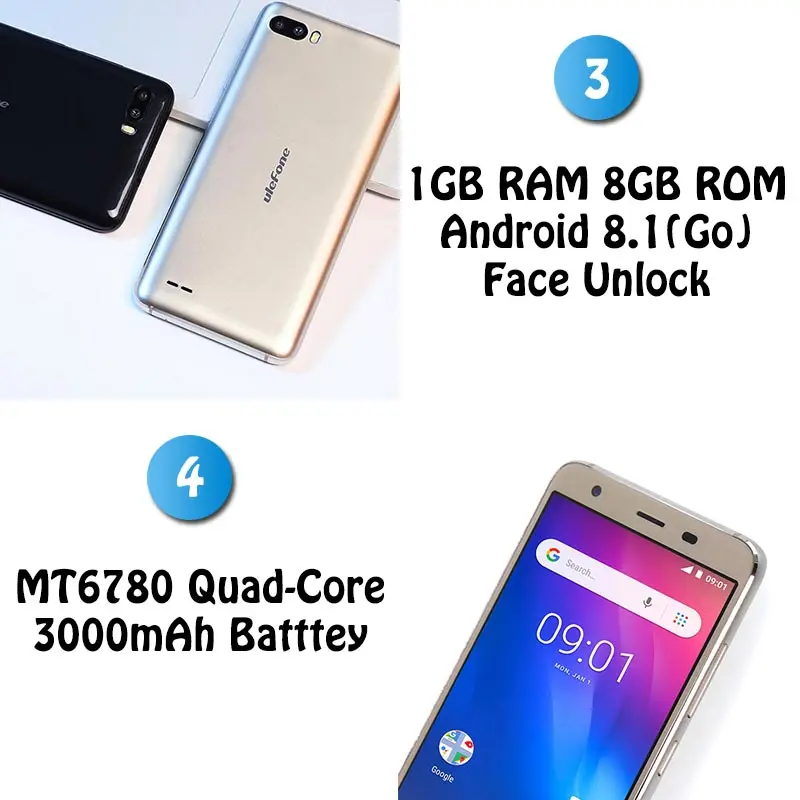 Ulefone S1 смартфон с 5 дюймовым дисплеем 18:9 Android 8 1 Мп + МП ОЗУ ГБ ПЗУ 3000 мАч 3G|Смартфоны|