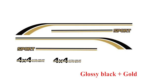 Glossy black-Gold Для Volkswagen Amarok 4X4 авто Спорт графика виниловая наклейка пикап двери автомобиля боковой кузов Декор Стикеры Авто аксессуары - Название цвета: Glossy black-Gold