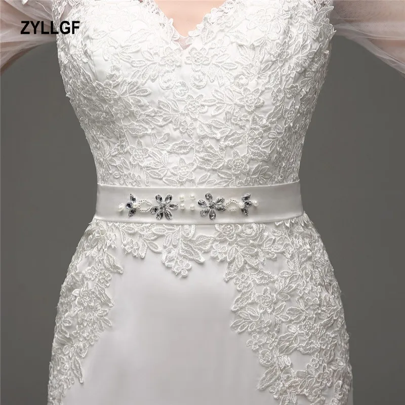 Zyllgf 2017 высокое качество белый v-образным вырезом Мода платье Русалка атласная