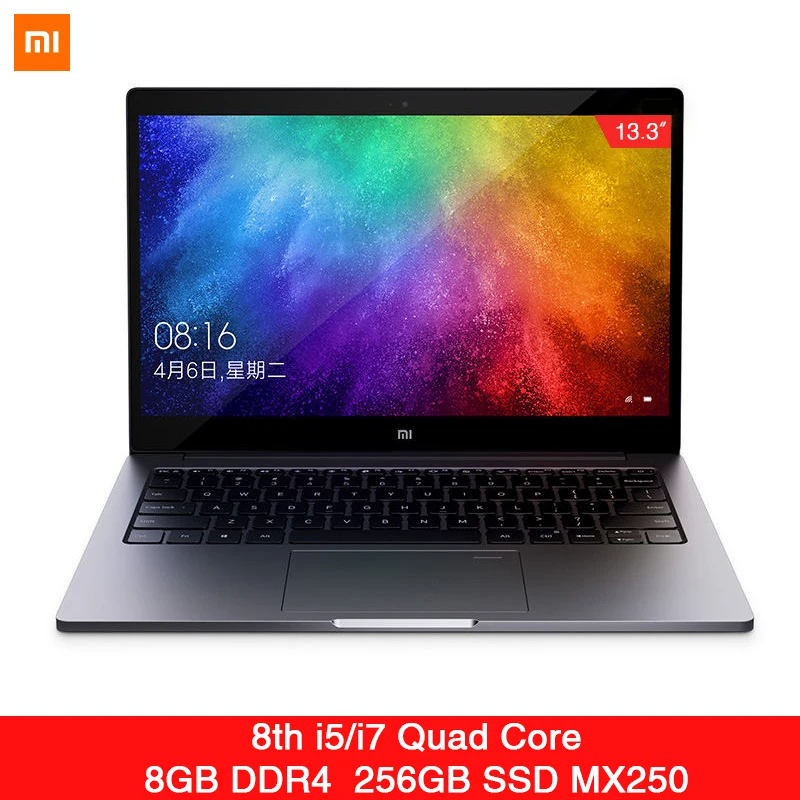 Xiaomi Mi ноутбук Air 13," ультратонкий Intel 8th quad core i5/i7 8GB GeForce MX250 256G SSD Распознавание отпечатков пальцев ПК