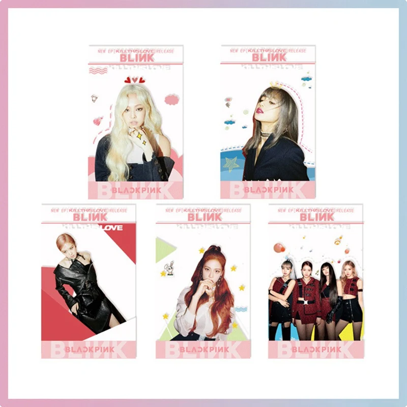5 шт./компл. Blackpink альбом убить любовь Фотокарта Kpop Прозрачный Карты женские группе Star DIY Бумага карта с фотографией для любителей подарки