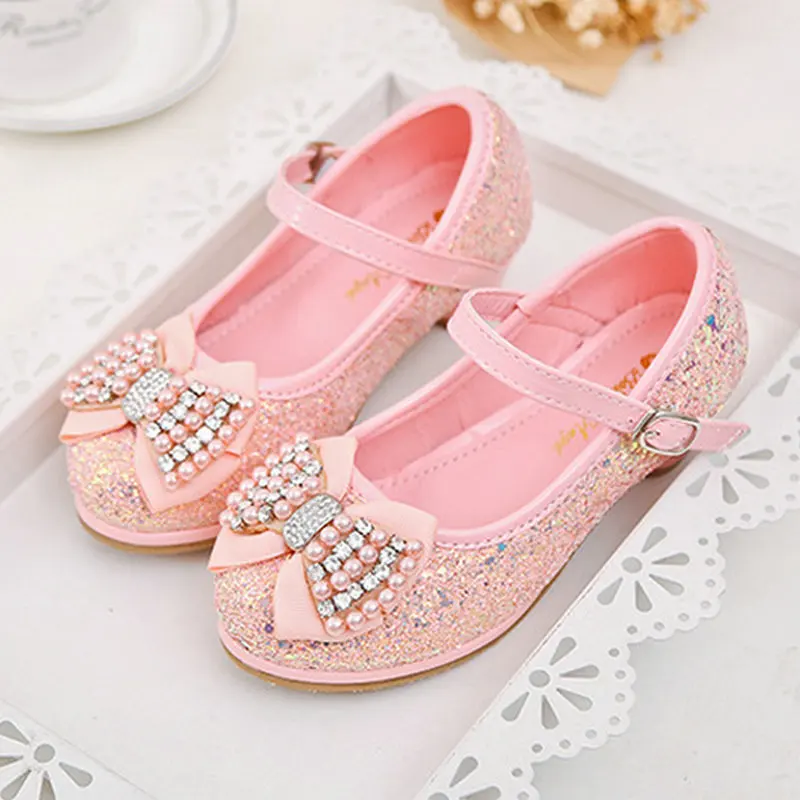

Fashion Butterfly Glittering leather princess shoes girls shoes toddler high heel kids girls party shoes crystal shoes for girls