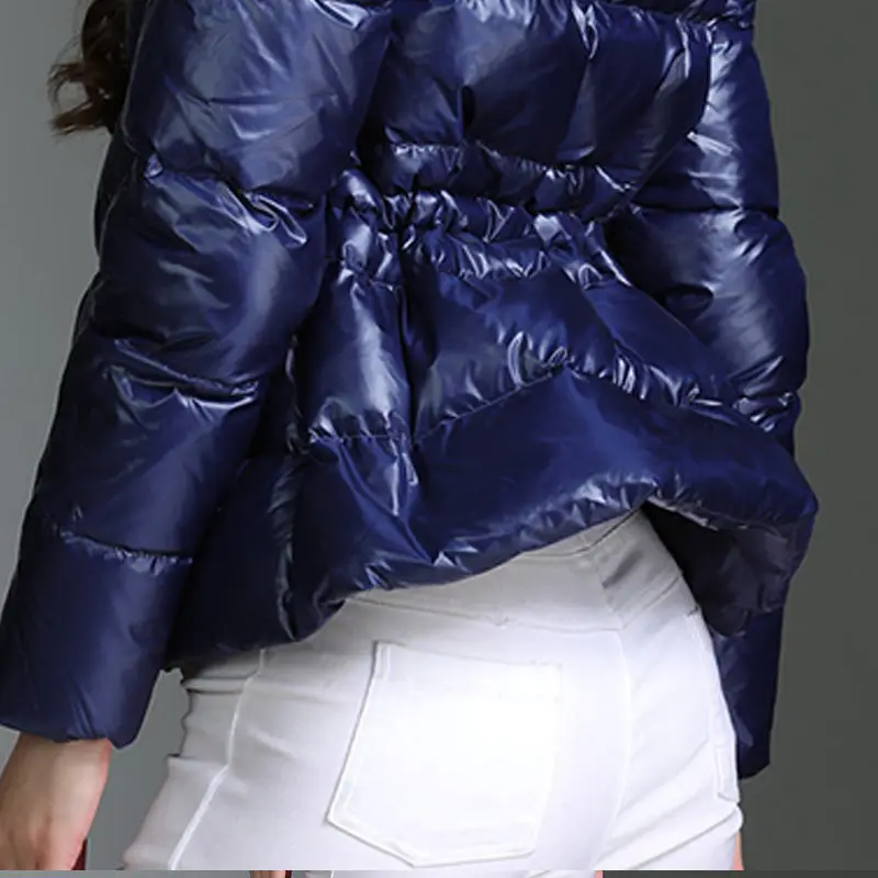 Autumn Winter Women Thickening Down Jacket Parkas 2018 New Hooded Cape style Blue Tightening White Duck Coat lj909 | Женская одежда