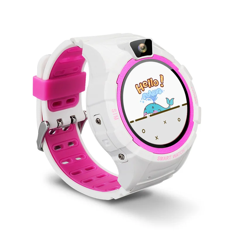 White and pink Детские умные часы, круглые умные часы с сенсорным экраном, gps, часы для детей, SOS Вызов, удаленный монитор, Детские умные часы - Цвет: White and pink