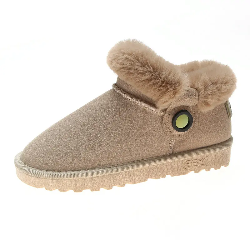 Size35-40/Новинка 2018 года женские зимние ботильоны зимняя обувь из флока с пряжкой и